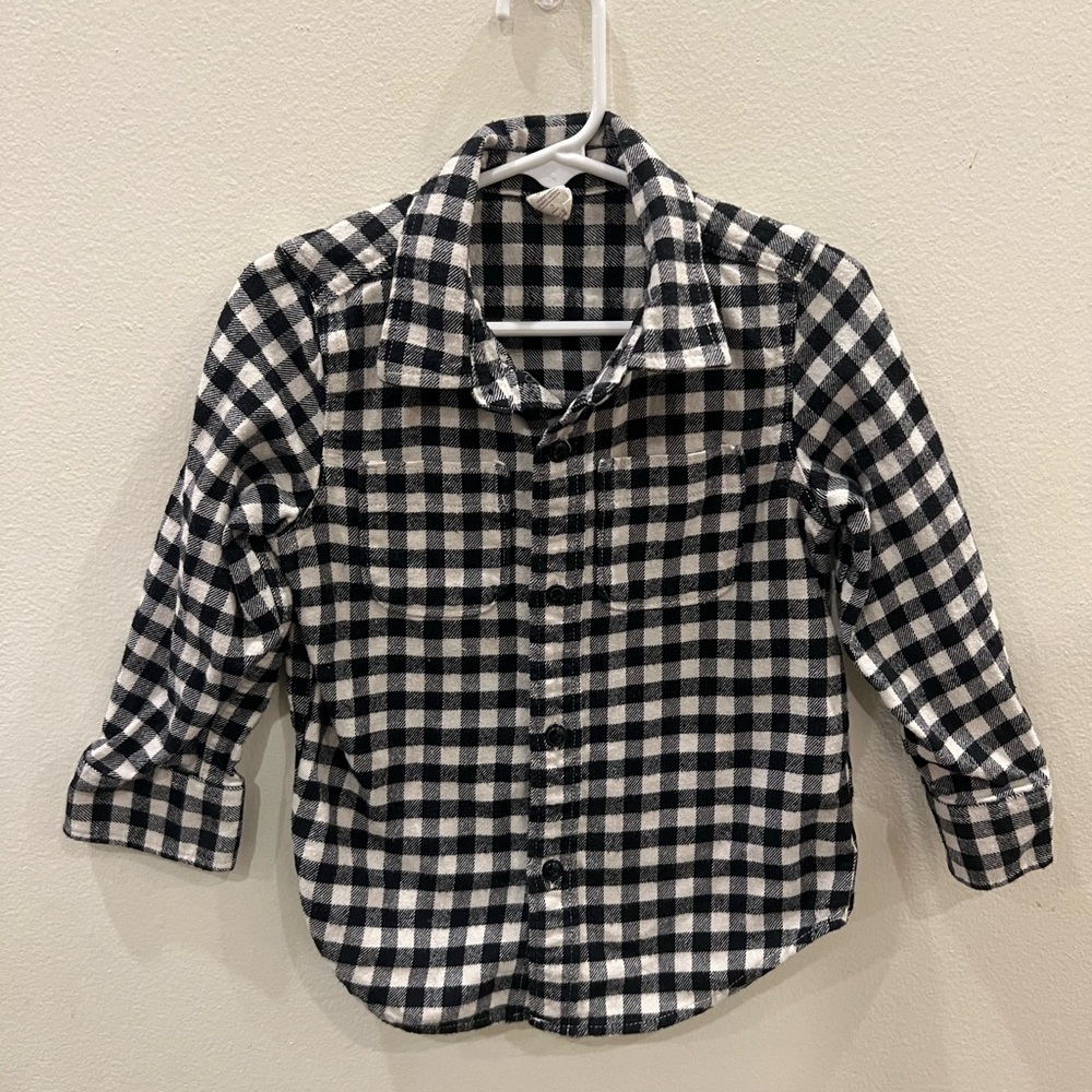 Baby GAP Toddler Black and White Plaid Button Down Shirt